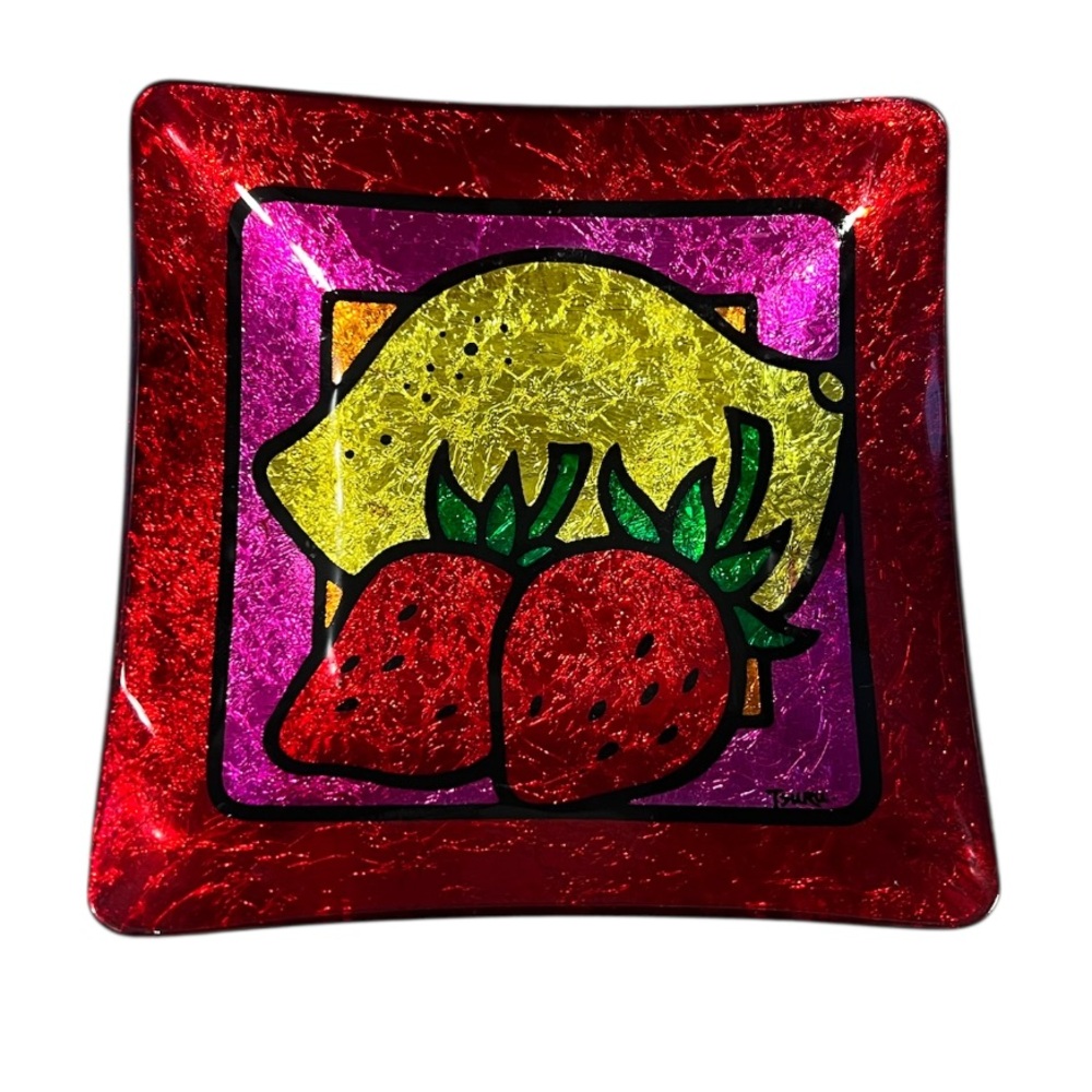 💥SALE! Vintage Vibrant Fruit Design Glass trinket dish